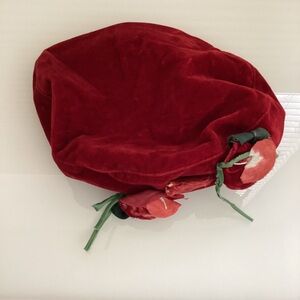 i Pinco Pallino Vintage Red velvet Floral Embellishement  Barrete Hat Girls